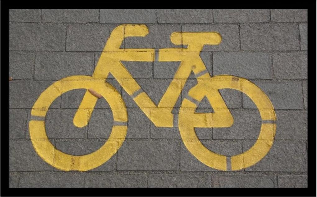 Quadro Decorativo Criativo Bicicleta Amarela 50x30cm