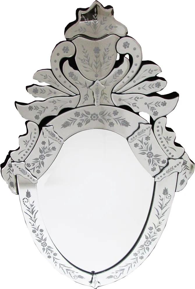 Espelho Veneziano Clássico Luis XV com Peças Bisotados - 80x50cm