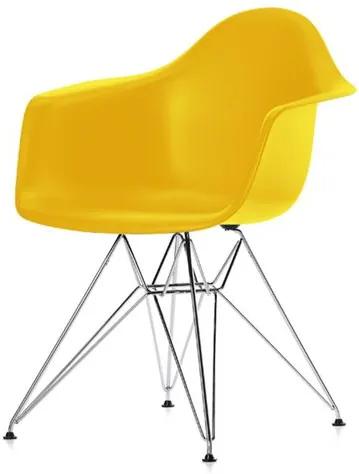 Cadeira Eames com Braco Base Cromada Amarelo Fosco - 24498 Sun House