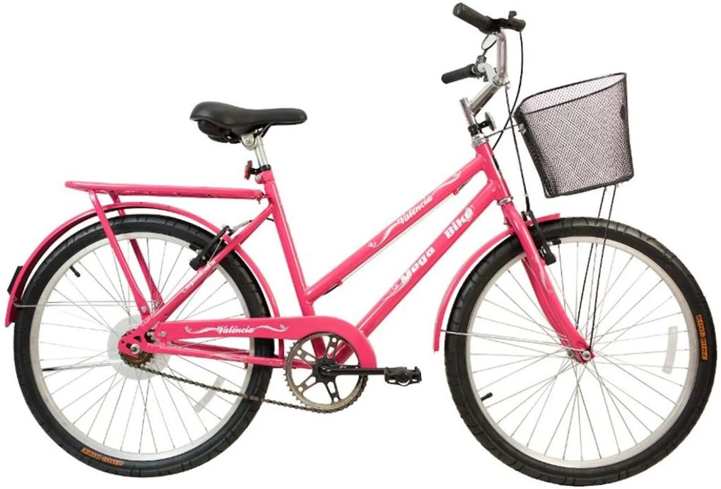 Bicicleta Infantil Aro 24 Freios V-Break Quadro Aço Valência Free Pink - Mega Bike