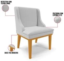 Cadeira Estofada para Sala de Jantar Base Fixa de Madeira Castanho Lia