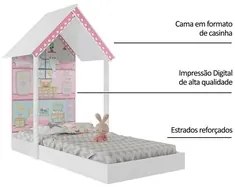 Mini Cama Infantil Casinha Montessoriana Casa de Boneca MDF sem Colchã