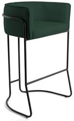 Banqueta Decorativa Base Aço Preto Betina Veludo C-303 Verde Musgo - D