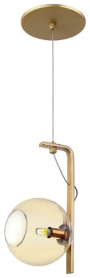Pendente Globo Suporte 12X12X25Cm Metal E Globo Ø12Cm 01Xg9 |Old Artis... (COBRE FOSCO / COBRE BRILHO, CLEAR (TRANSPARENTE))