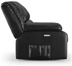 Poltrona do Papai Reclinável Pietra Elétrica LED Massagem FH9 PU Preto