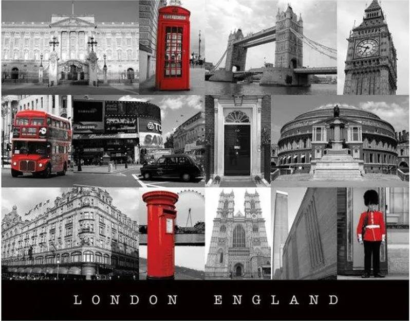 Poster London England Pontos Turísticos 50x40cm Com/sem Moldura