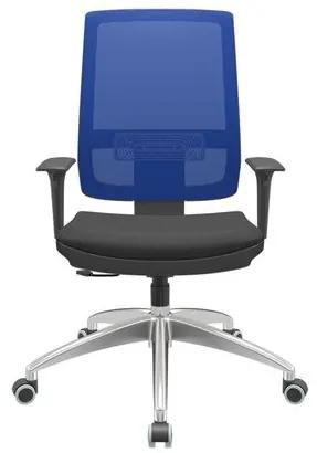Cadeira Office Brizza Tela Azul Assento Aero Preto RelaxPlax Base Aluminio 120cm - 63830 Sun House