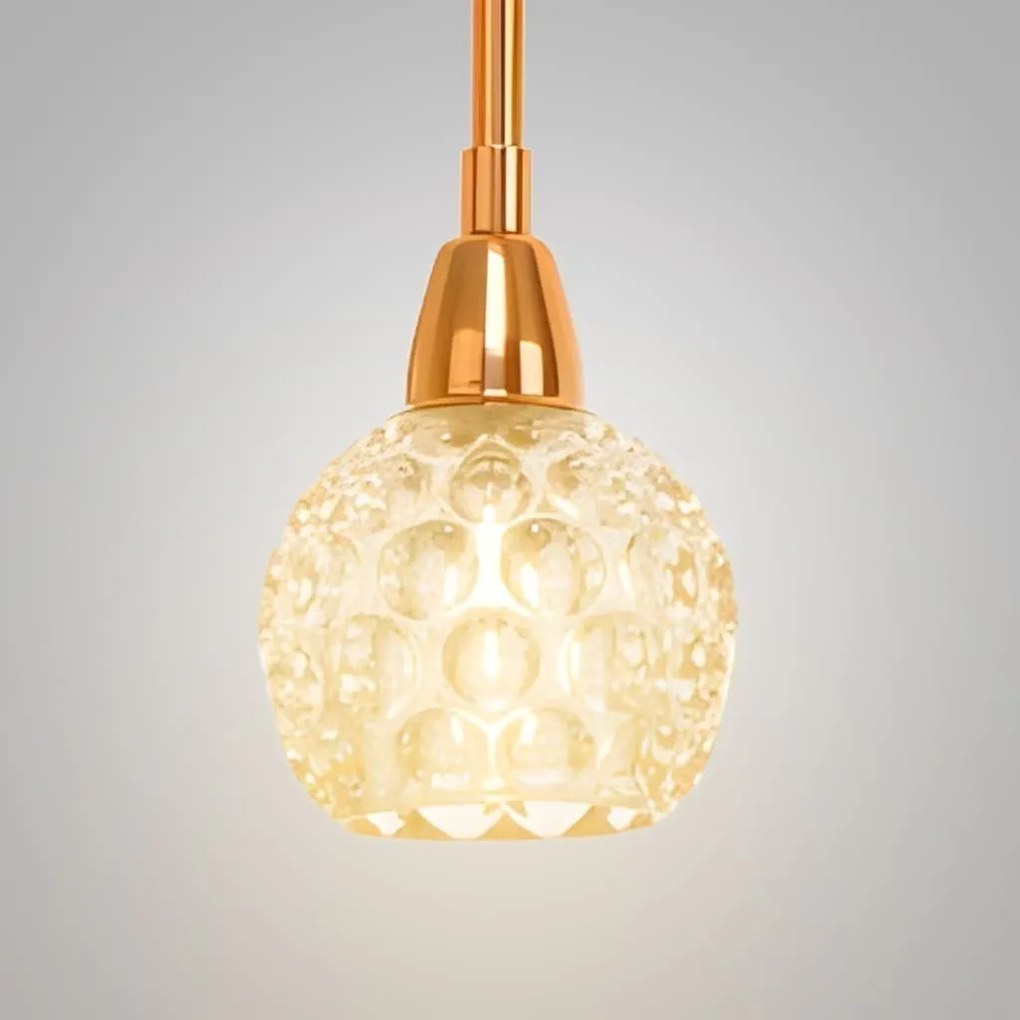 Pendente Bolinha Ø8X17Cm Metal E Vidro Cristal Ø8Cm 01Xg9 | Old Artisa... (CHAMPANHE, CLEAR (TRANSPARENTE))