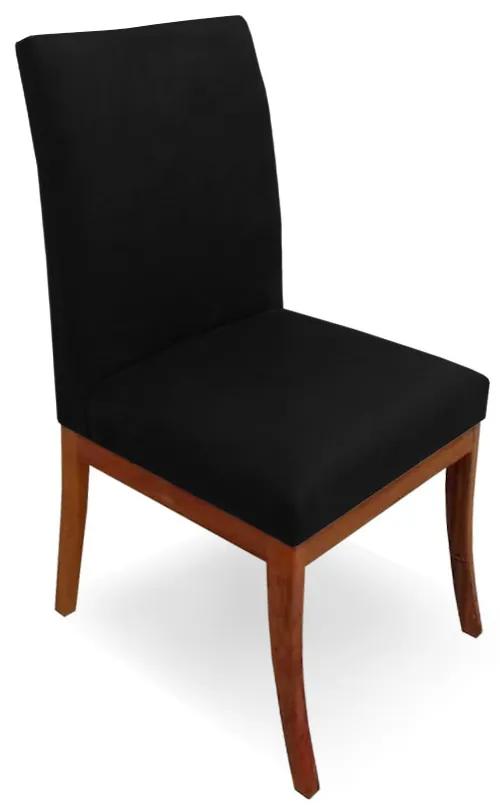 Cadeira Raquel para Sala de Jantar Base de Eucalipto Suede Preto