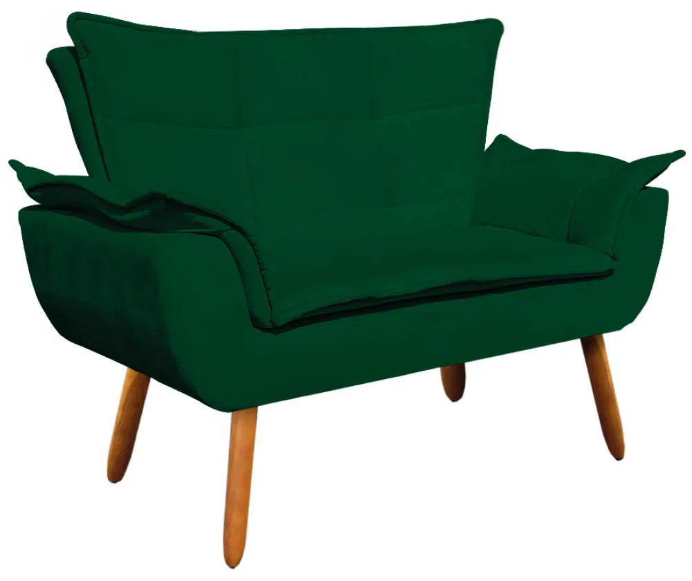 Sofá 2 Lugares Namoradeira Pé Palito Castanho Opala Suede Verde D03 - D'Rossi