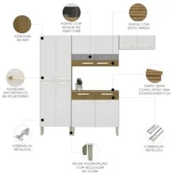 Cozinha Compacta Com Balcão 221cm Vivian Freijó/Supremo Z06 - Mpozenat