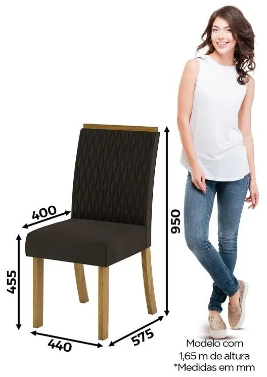 Kit Conjunto 2 Cadeiras Vega Sala de Jantar Nature Marrom