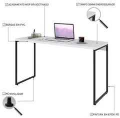 Mesa de Escritório Escrivaninha 135cm Dynamica Industrial C08 Branco C