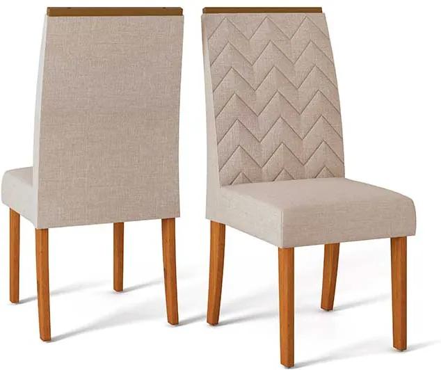 Conjunto 2 Cadeiras Laura Rústico Terrara Tecido Linho Claro
