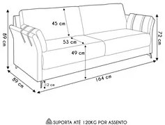 Sofá 2 Lugares Sala de Estar 164cm Solaro M22 Veludo Bege    - Mpozena