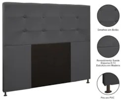 Cabeceira Cama Box Casal 140cm Safira Suede Cinza Z51 - Mpozenato