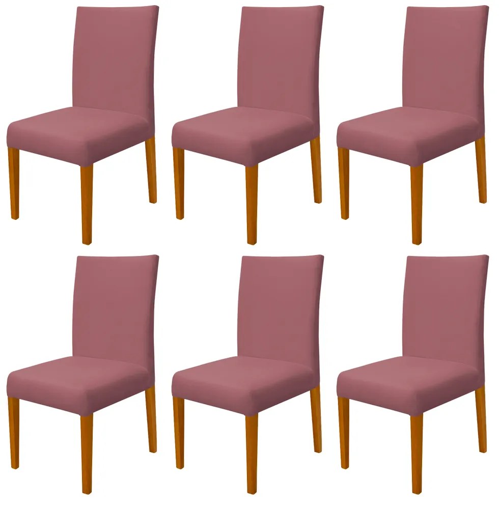 Kit 6 Cadeiras de Jantar Milan Veludo Rosê
