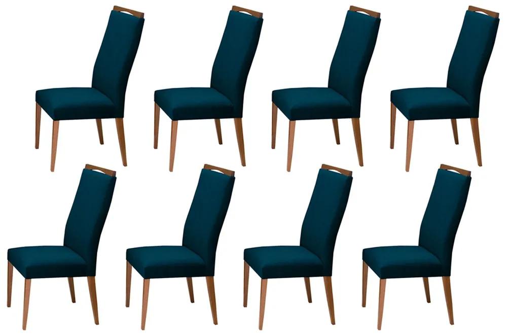 Conjunto 8 Cadeira Decorativa Lívia Veludo Azul Marinho