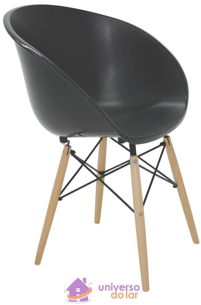 Cadeira Tramontina Elena Preta em Polipropileno com Base 3D em Aço Cromado e Madeira - Tramontina  Tramontina