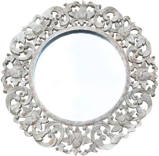 Espelho Redondo c/ Mandala Floral Branca