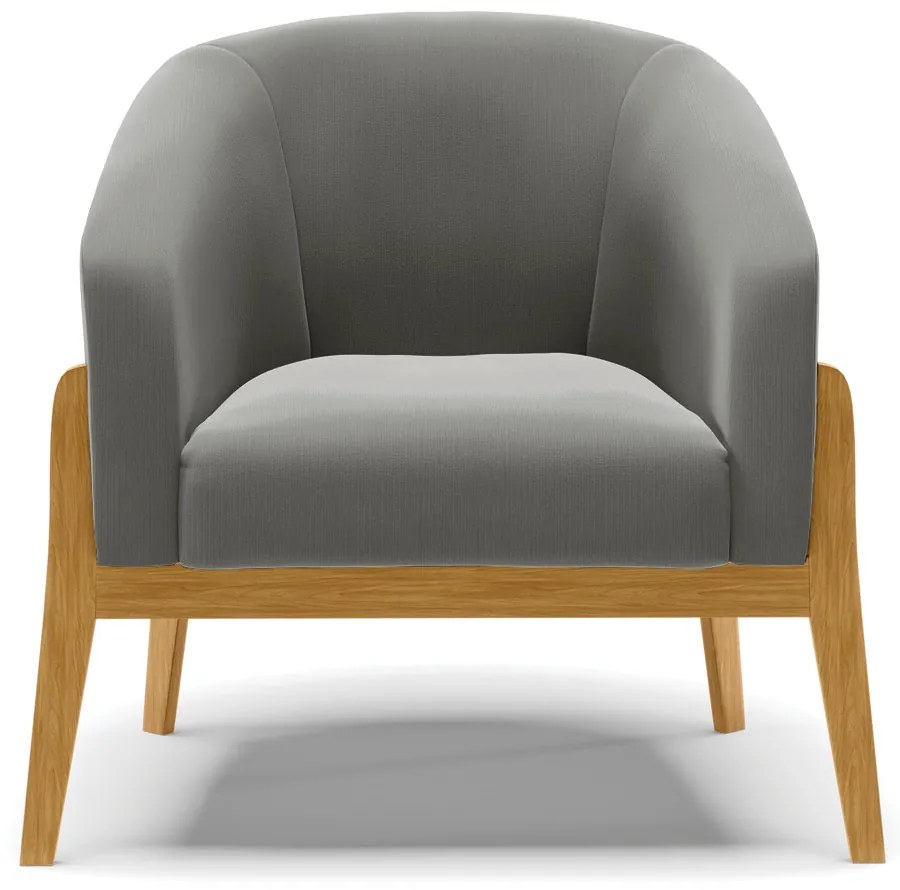 Poltrona Decorativa Base de Madeira kit 2 Stella Suede D03 - D'Rossi - Grafite