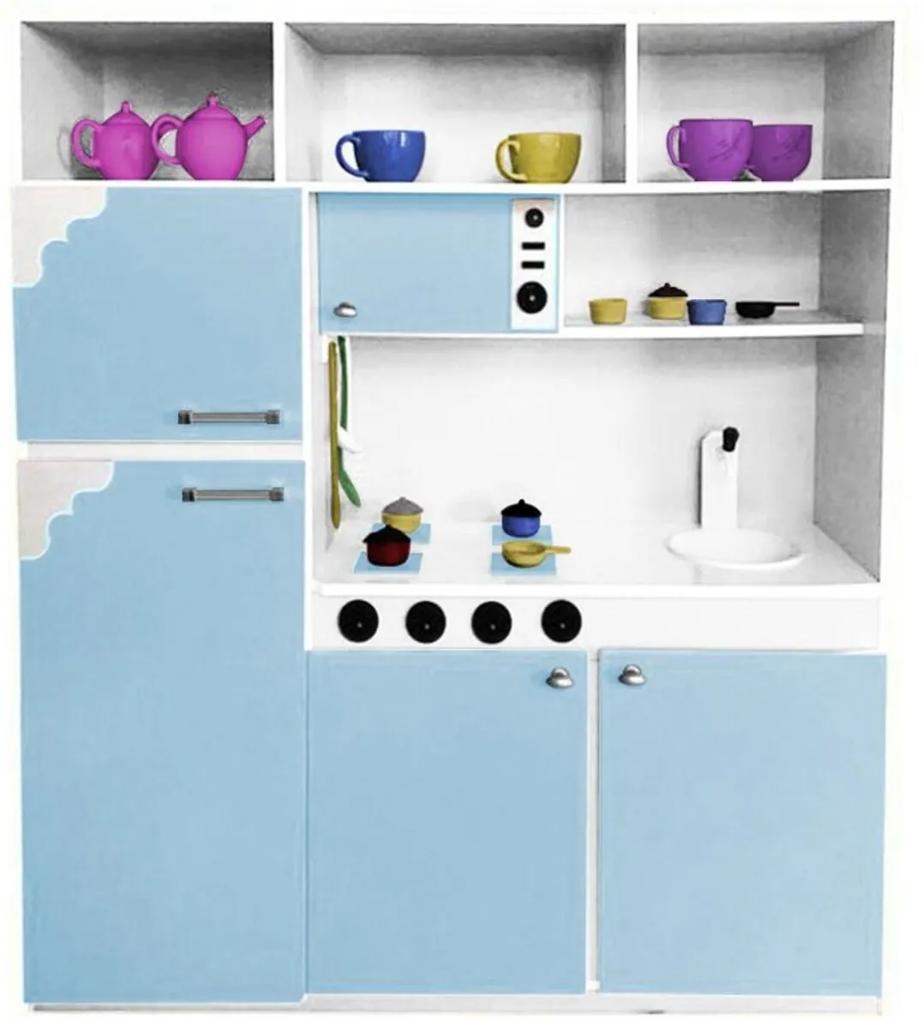 Cozinha de Brinquedo Criança Feliz Infantil 130cm Azul Bebê/Branco