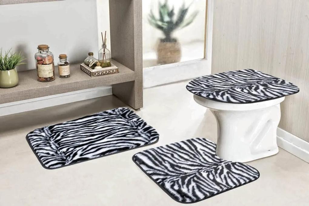 Jogo de Banheiro Guga Tapetes Safari Standard 3 Pecas Zebra
