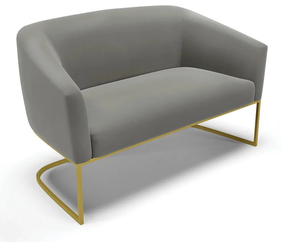 Namoradeira e 2 Poltronas Industrial Dourado Stella Suede Grafite D03 - D'Rossi