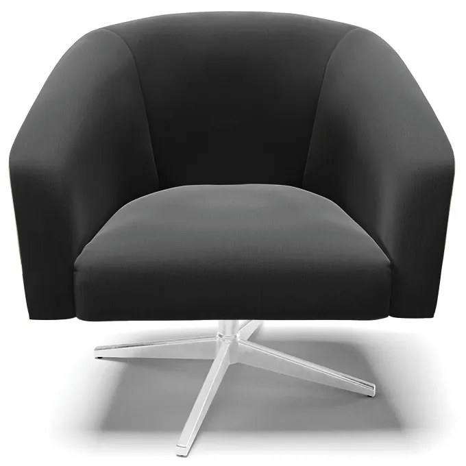 Poltrona Decorativa Giratória Cromada Stella Suede D03 - D'Rossi - Preto