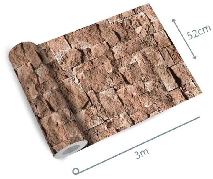 Papel de parede adesivo pedra marrom