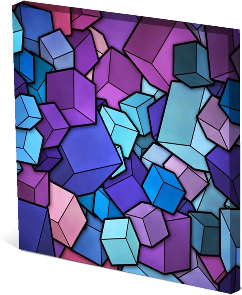 Tela Canvas 30X30 cm Nerderia e Lojaria cubos colorido