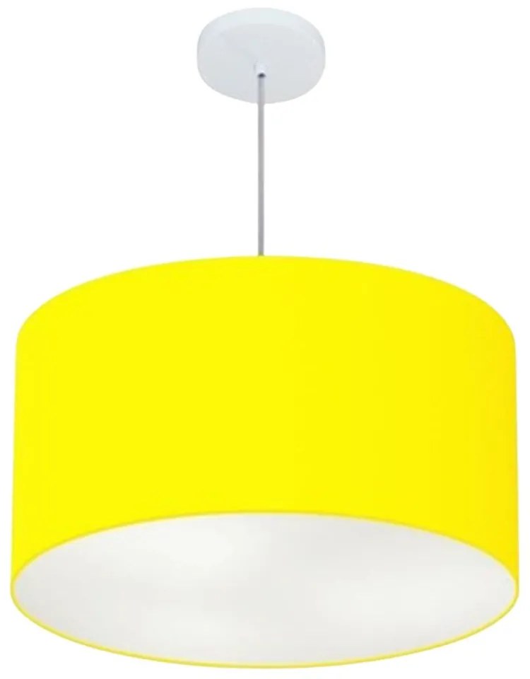 Lustre Pendente Cilíndrico Md-4101 Cúpula em Tecido 60x30cm Amarelo - Bivolt