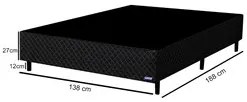 Base Para Cama Box Casal 138cm Poliéster Bordado Perola Negra Preto -