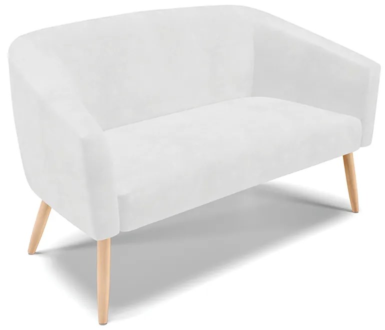 Sofá Namoradeira e Poltrona Pé Palito Natural Stella Sintético PU Branco D03 - D'Rossi