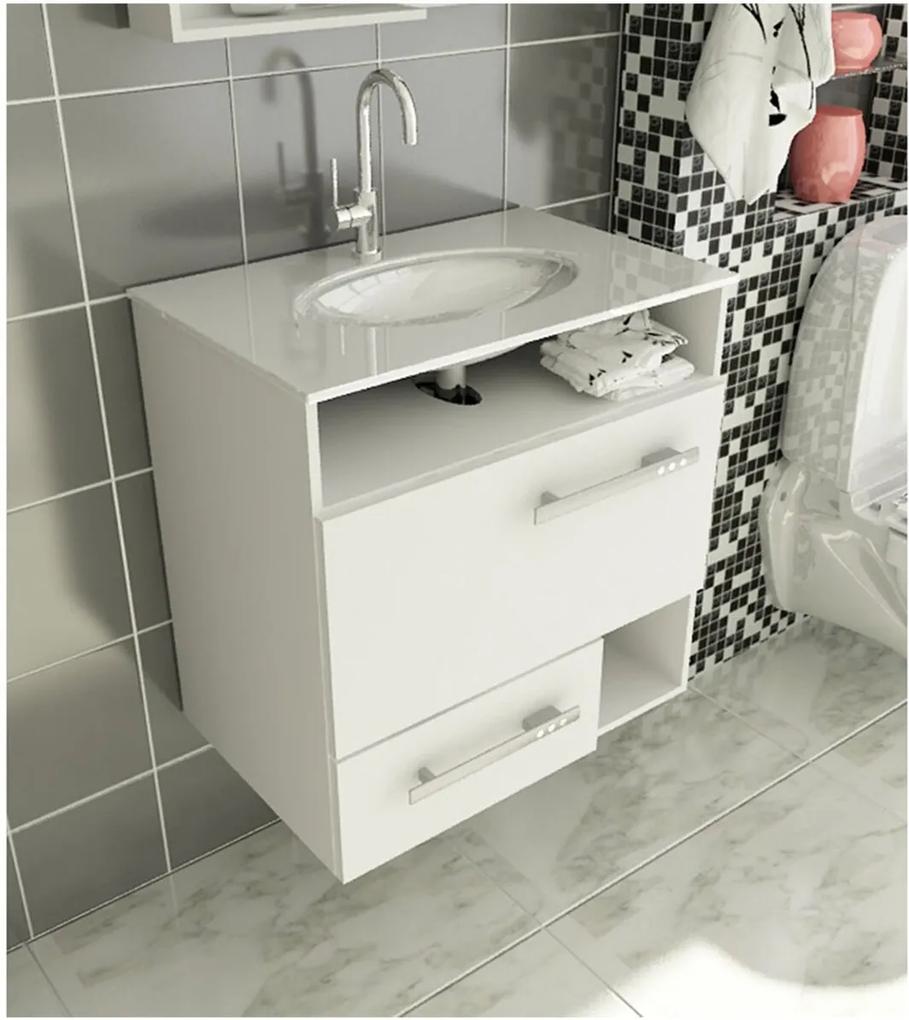 Gabinete para Banheiro 60 cm com 2 Peças Linea 17 Branco Tomdo