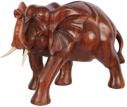 Escultura Elefante em Madeira Suar 30cm