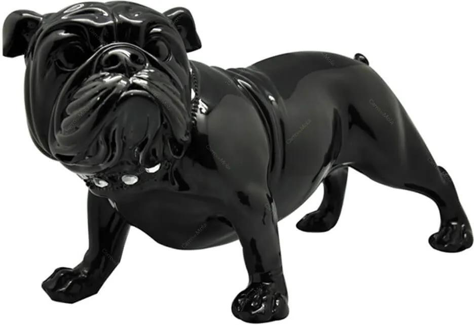 Escultura Bulldog Alert Pequeno Preto em Resina - Urban - 40x22 cm