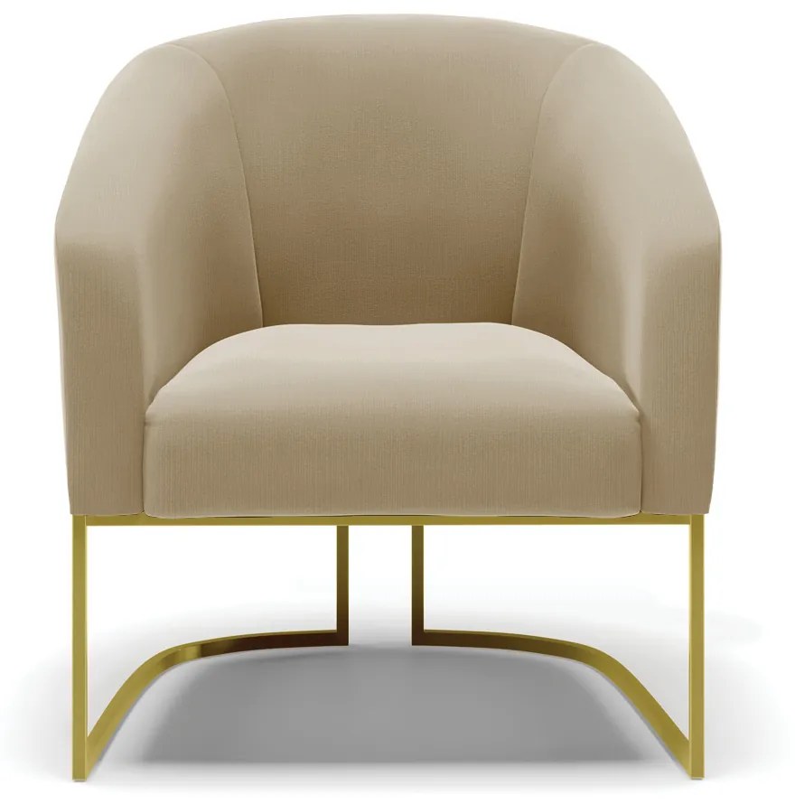 Poltrona Decorativa Industrial Dourado kit 2 Stella Suede Marrom Rato D03 - D'Rossi