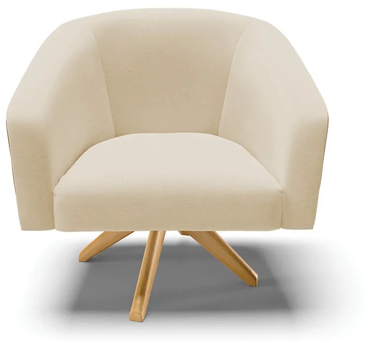 Poltrona Decorativa Giratória MA30 Stella Nozes/Linho D03 - D'Rossi - Bege A27