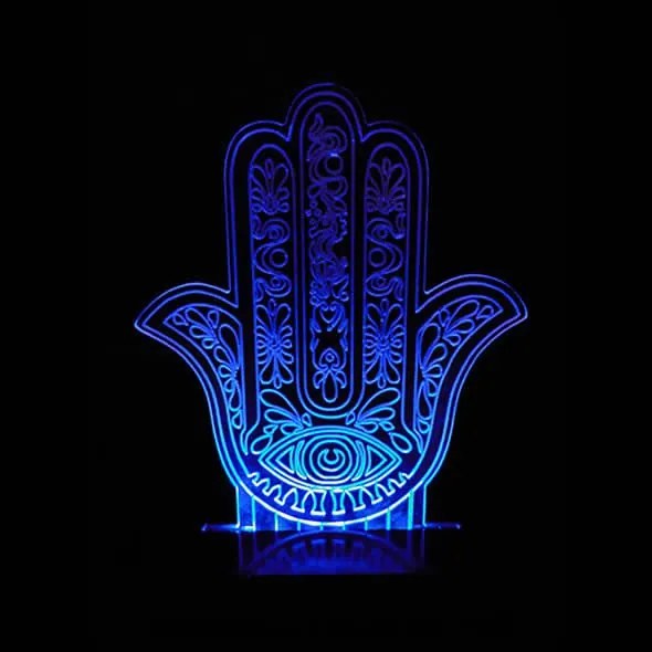 Luminária Hamsa em Acrílico com LED (28cm)