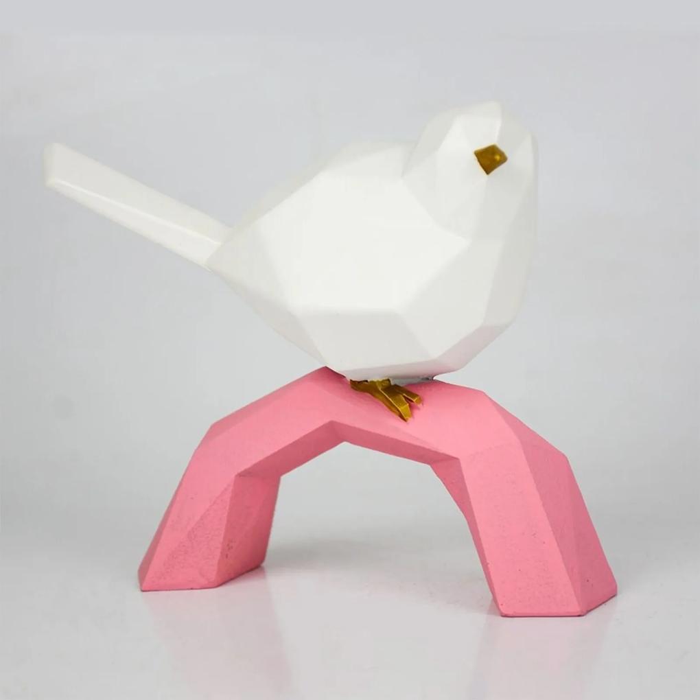 Enfeite Decorativo Pássaro Geométrico Branco
