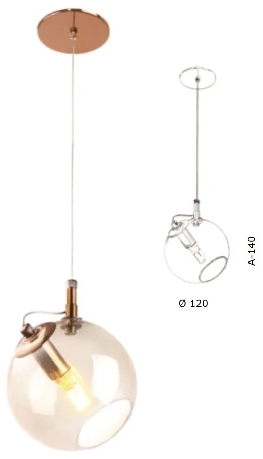 Pendente Globo Inclinado Ø12X14Cm Metal E Globo Ø12Cm 01Xg9 |Old Artis... (ONIX, CLEAR (TRANSPARENTE))