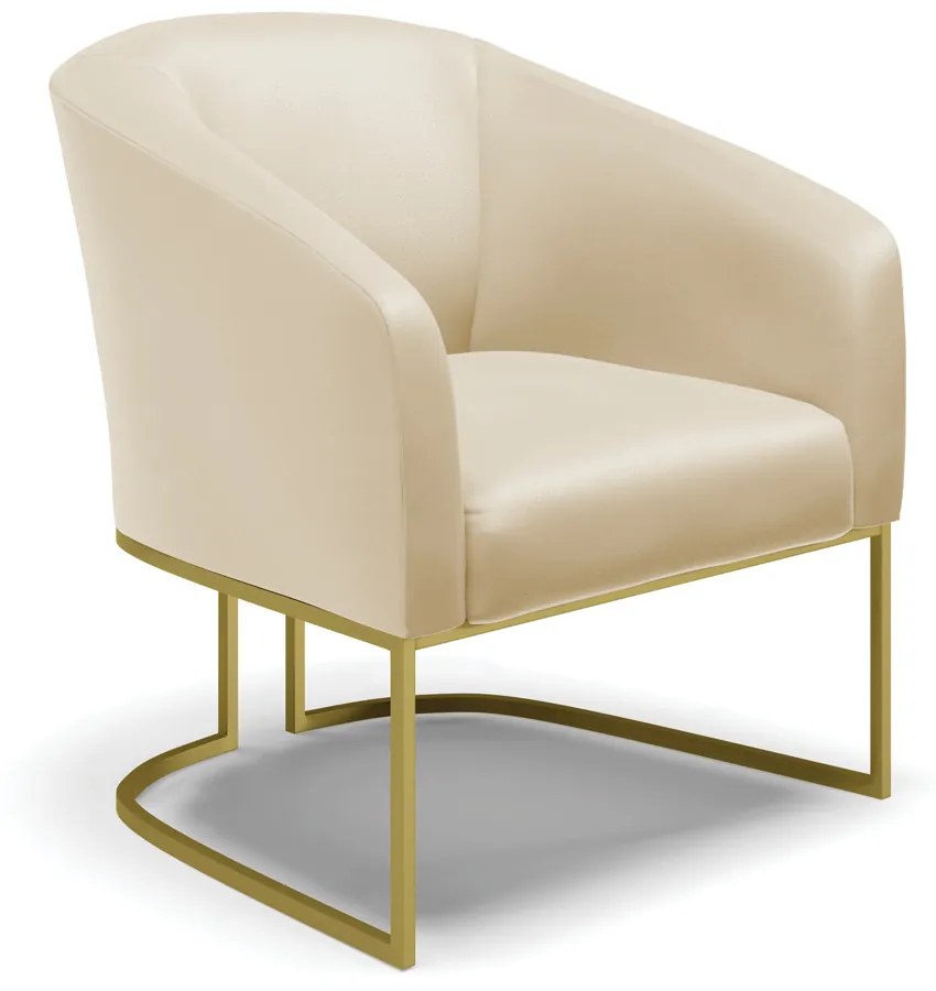Namoradeira e 2 Poltronas Industrial Dourado Stella Sintético D03 - D'Rossi - Bege