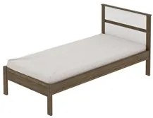 Cama de Solteiro Madeira CM8004 Nogal/Branco - Tecno Mobili