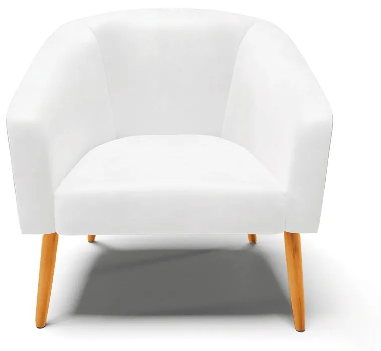 Poltrona Decorativa Pé Palito Castanho Stella Sintético PU D03 - D'Rossi - Branco