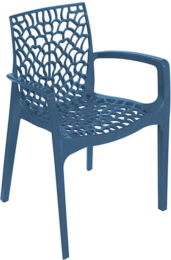 Cadeira Amasya em Polipropileno com Braços Azul