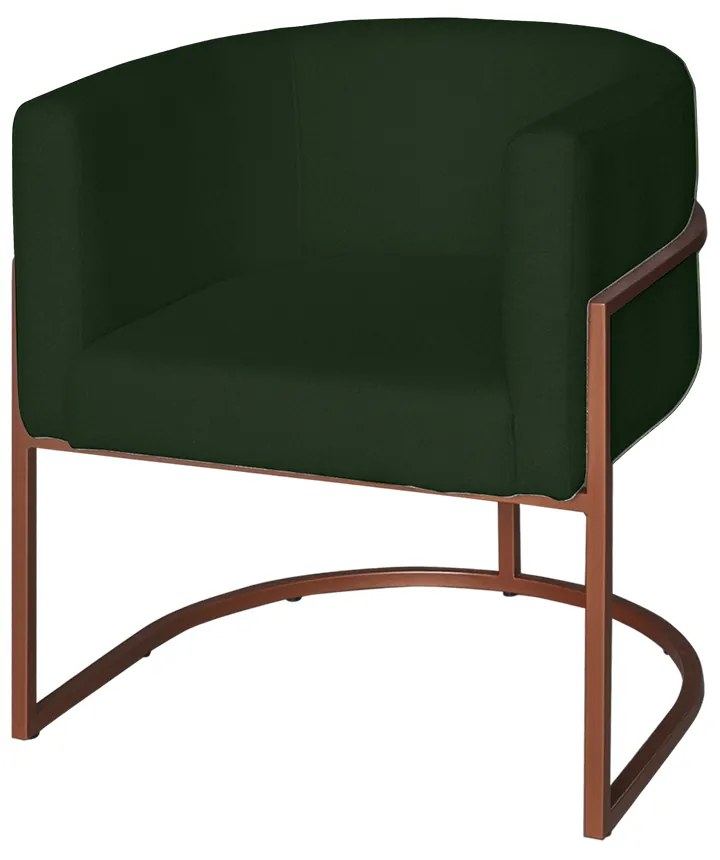 Poltrona Base Industrial Bronze Sala de Estar Lety Veludo S05 - D'Rossi - Verde