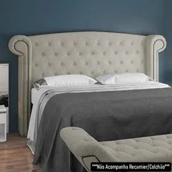 Cabeceira Cama Box King 195cm Provença P02 Boucle Cru - Mpozenato