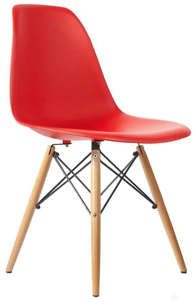 Cadeira Eiffel Eames Base Madeira Sala de Jantar Vermelho F02 - D'Rossi