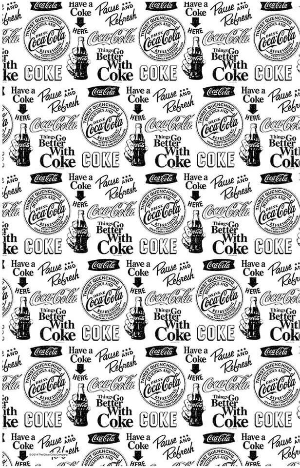 Pano de Copa Coca-Cola All Logos Preto e Branco em Algodão - Urban